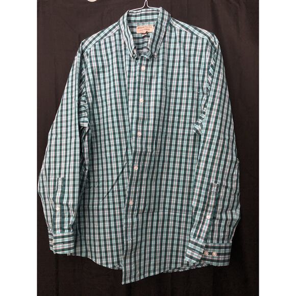 Duluth Trading Men’s X-Large Button Down Oxford Wrinkle Fighter Green Plaid - Picture 4 of 6